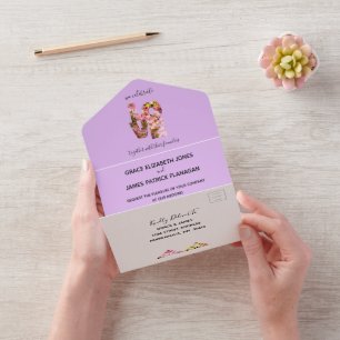 Flores de manzanas rosadas todo en una invitación