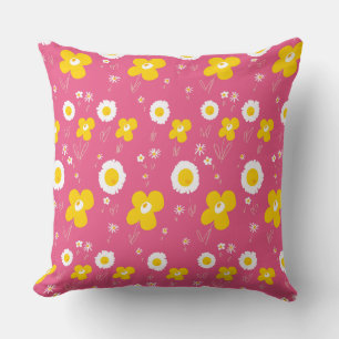 Flores De Marfil Amarillo En Cojín decorativo Rosa