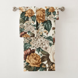 Flores de marfil antiguas, patrón de Rosas multico