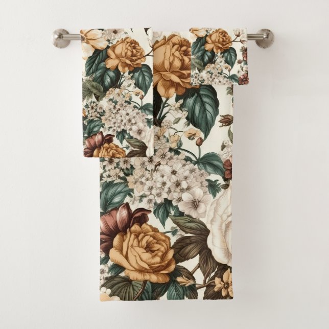 Flores de marfil antiguas, patrón de Rosas multico (In situ)