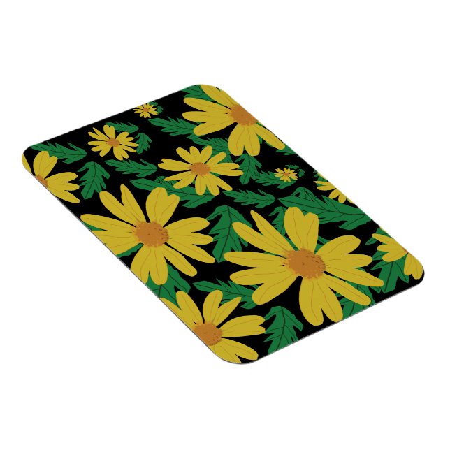 Flores de margarita amarilla con imán de hojas ver (Lado Derecho)