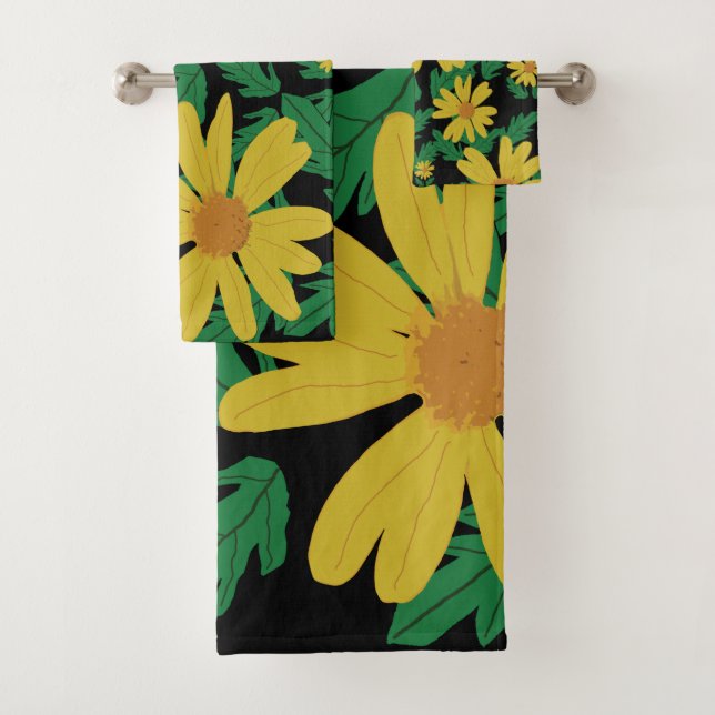 Flores de margarita amarilla con toalla de baño de (In situ)