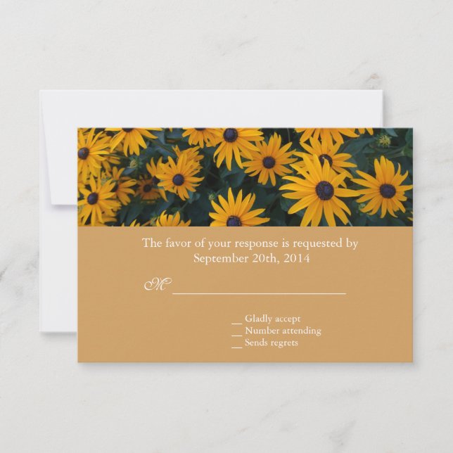 Flores de margarita amarillo brillante boda RSVP (Anverso)