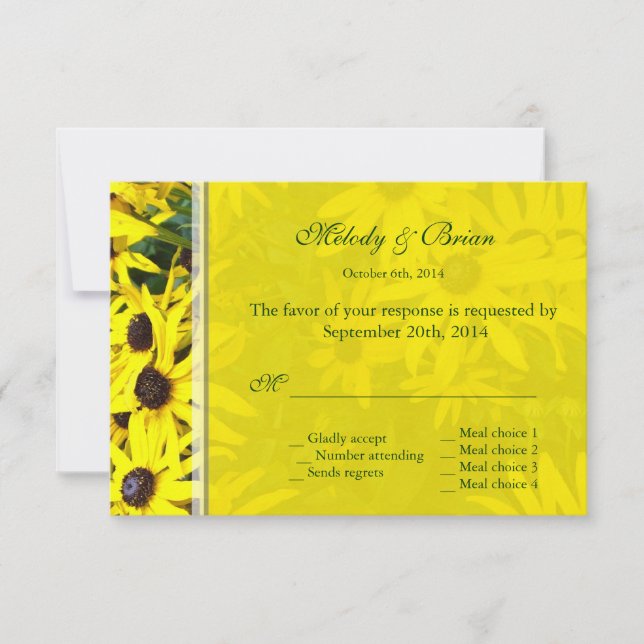 flores de margarita amarillo brillante rsvp boda (Anverso)