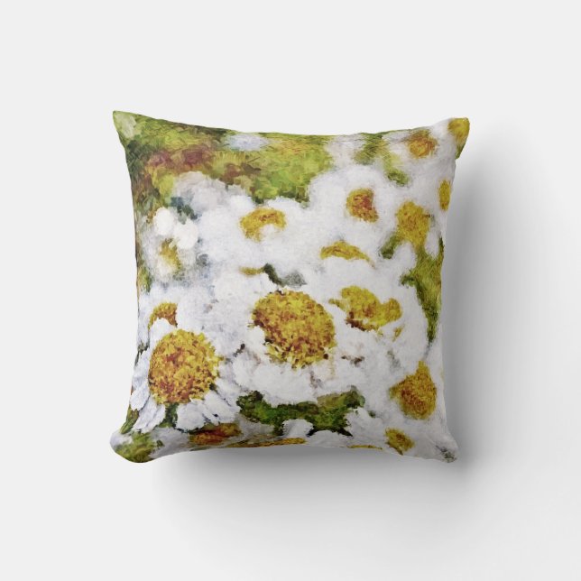 Flores de margarita blanca #2 - Almohada de arte d (Anverso)