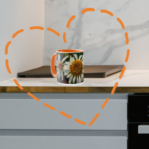 Flores de margarita en una taza de arte floral en