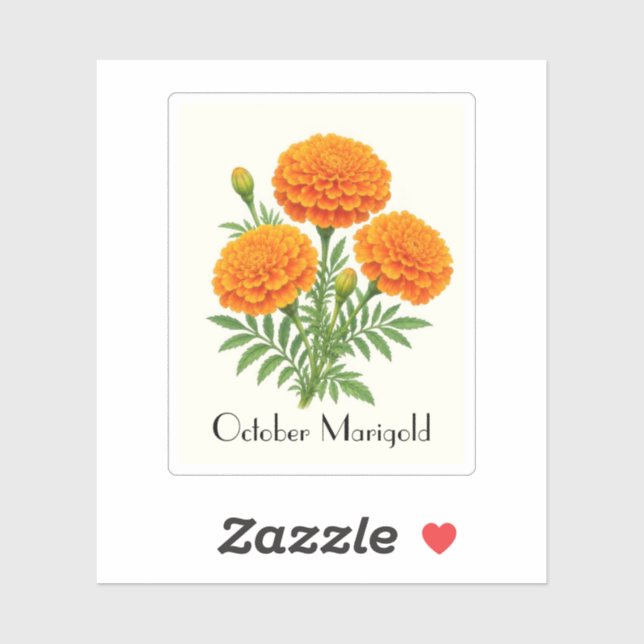 Flores de Marigold de Octubre Pegatina (Hoja)