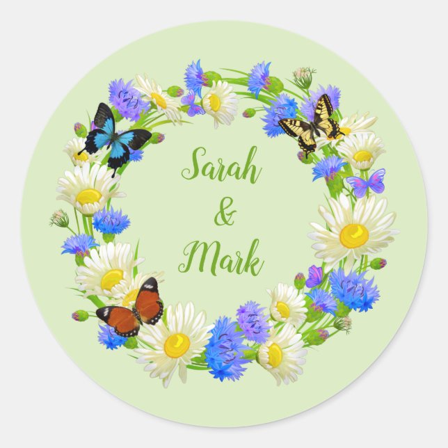 Flores de Mariposa Pegatinas Personalizadas Sobre (Anverso)