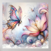 Flores de mariposas en pared arte