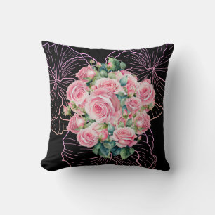 Flores de Medianoche: Una Almohada de Elegancia de