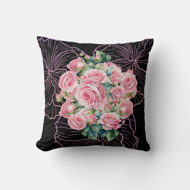 Flores de Medianoche: Una Almohada de Elegancia de (Anverso)