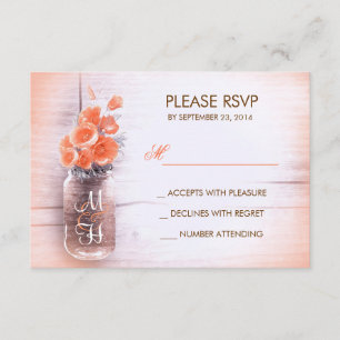 flores de melocotón barro casamiento tarjetas RSVP