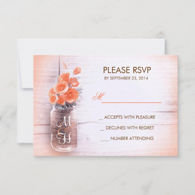 flores de melocotón barro casamiento tarjetas RSVP (Anverso)