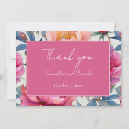 Flores de Melocotón y Peonía Rosa Tarjeta de Agrad