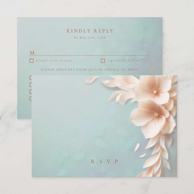 Flores de mimbre boda opciones de comida RSVP (Anverso / Reverso)