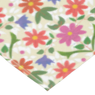 Flores de moda y puntos de polka en manteles crudo