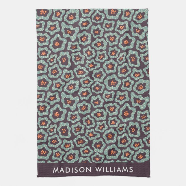 Flores de Monograma Toalla Elegante De Cocina (Vertical)