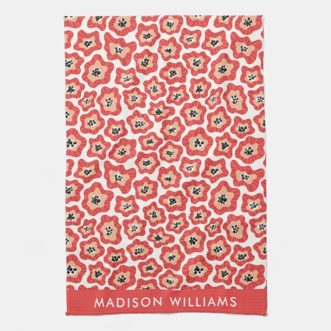 Flores de Monograma Toalla Elegante De Cocina (Vertical)