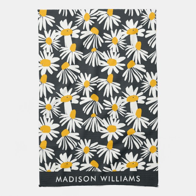 Flores de Monograma Toalla Elegante De Cocina (Vertical)