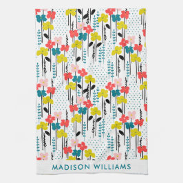 Flores de Monograma Toalla Elegante De Cocina