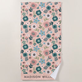 Flores De Monograma Toalla Elegante De Playa