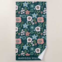 Flores De Monograma Toalla Elegante De Playa