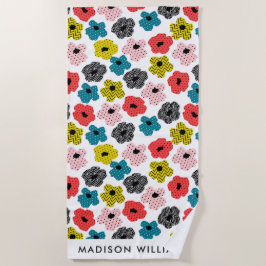Flores De Monograma Toalla Elegante De Playa