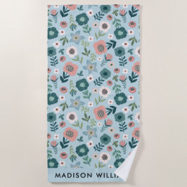 Flores De Monograma Toalla Elegante De Playa