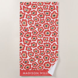 Flores De Monograma Toalla Elegante De Playa