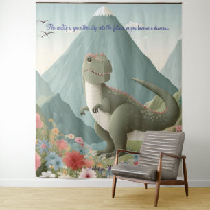 Flores de montaña de dinosaurios Tapiz personaliza