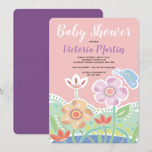Flores de mosaico invitaciones a la ducha para beb