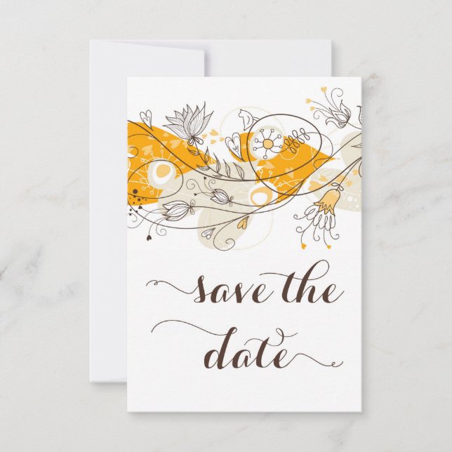 Flores De naranja Whimsical Guardar La Invitación  (Anverso)