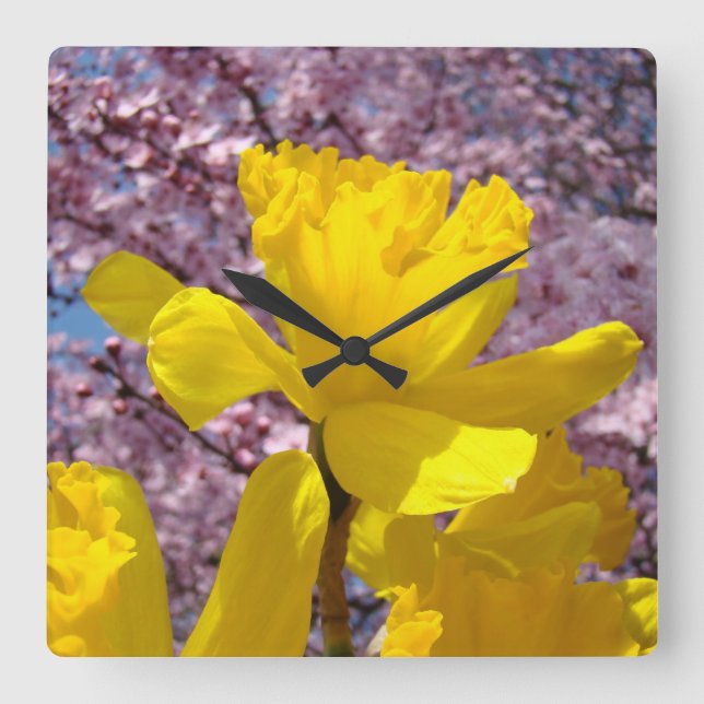 Flores de Narciso Amarillo Relojes de Pared Flores (Anverso)