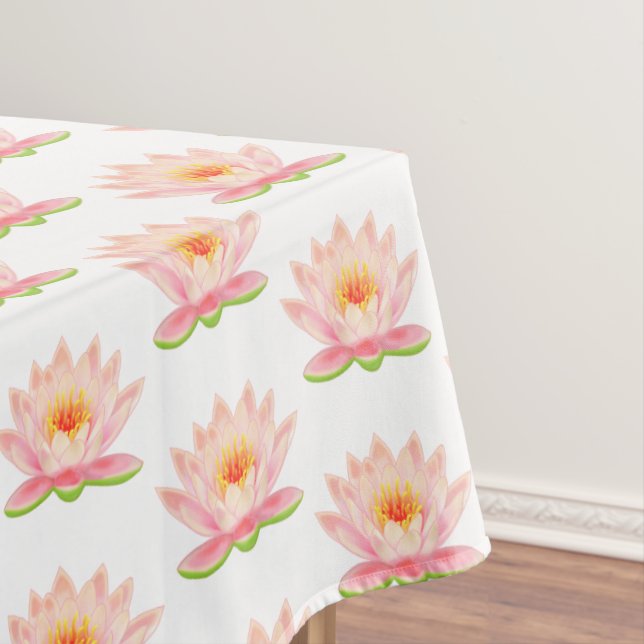 Flores de Nenúfar Rosado sobre Mantel Blanco (In Situ)