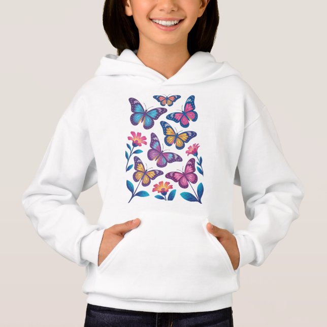 Flores de neón con seis mariposas brillantes (Anverso)