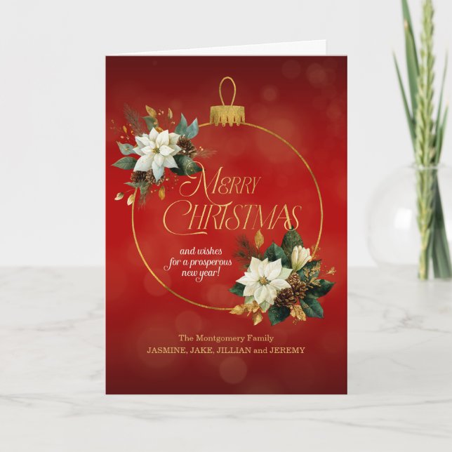 Flores de Nochebuena blancas de Navidad con dorado (Anverso)