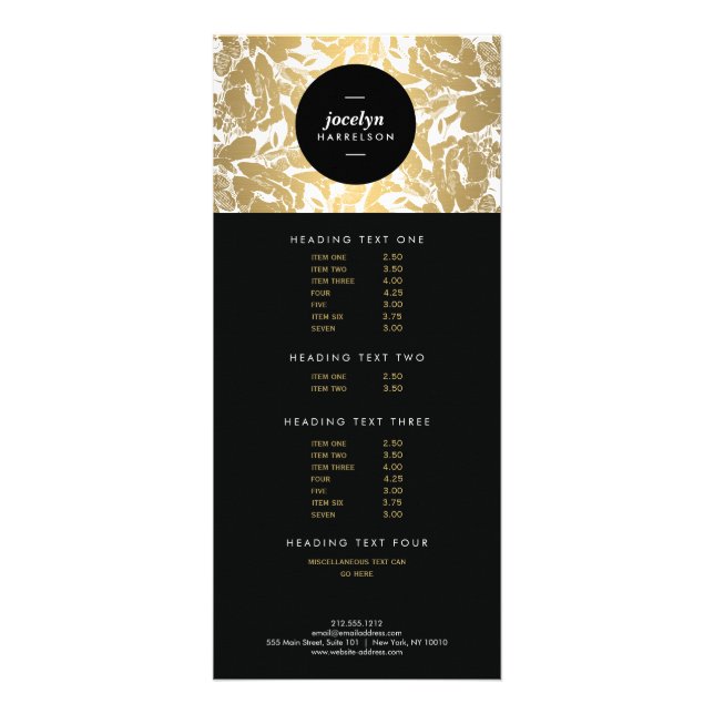 Flores de oro modernas Tarjeta para rack de círcul (Frente)
