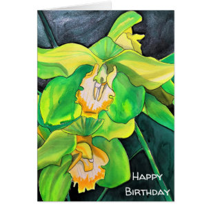 Flores de orquídea arte verde y amarillo