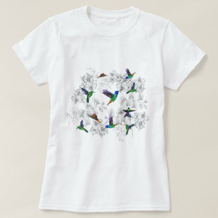 Flores de orquídeas de camiseta de Hummingbirds