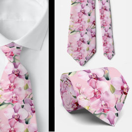 Flores de orquídeas rosadas y corbata de cuello