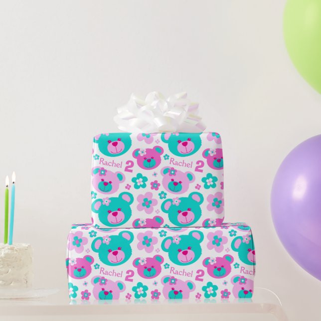 Flores de oso de peluche papel de regalo de segund (Regalos de fiesta)