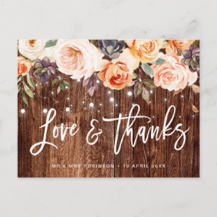 Flores de otoño de madera rústica boda tarjeta de
