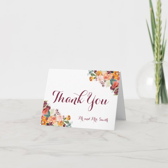 Flores de otoño dobladas Gracias Cartas, Naranja M (Anverso)