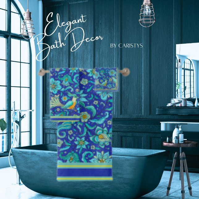 Flores de pájaros azul real, amarillo, aqua (Subido por el creador)