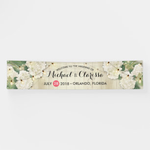 Flores de pancarta y cuerdas bodas iluminan madera