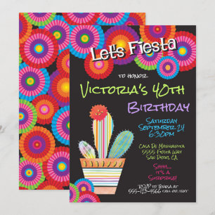 Flores de papel de Fiesta Mexicana invitaciones de