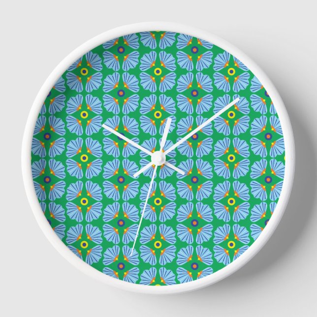 Flores de paraguas Reloj enmarcado de madera (Anverso)