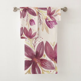 Flores de pasión, color de agua Borgoña y oro