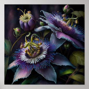 Flores de pasión morada Poster de impresión de art
