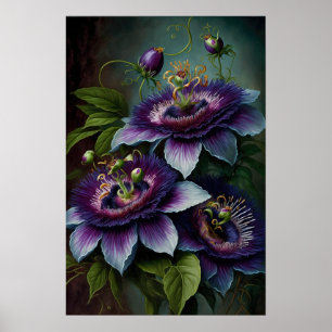 Flores de pasión morada Poster de impresión de art